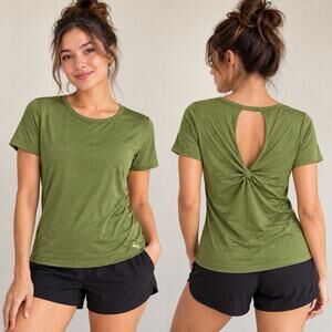 JoyLab Women’s XS Cypress Green Open Back Twist Athletic Tee NWT Yoga Workout